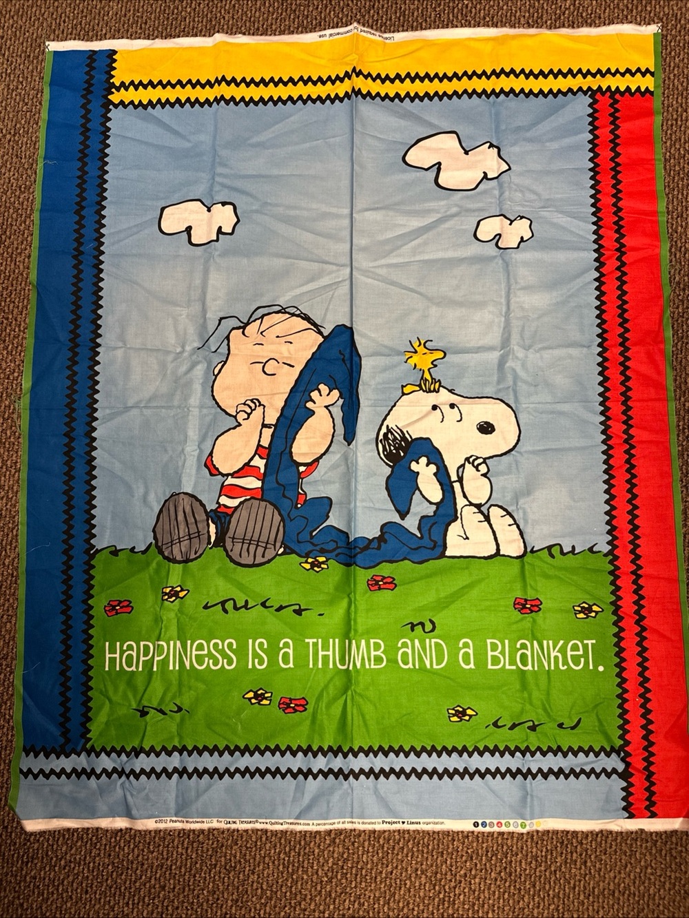 Peanuts 2012 Project Linus Quilt Top/Wall Hanging Project Cotton Panel NEW